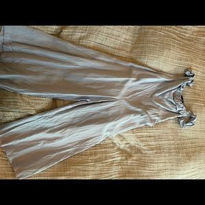 Blue linen blend jumpsuit